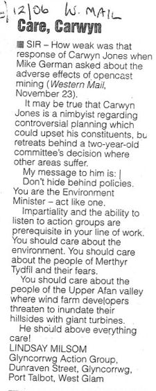 Western Mail Letter