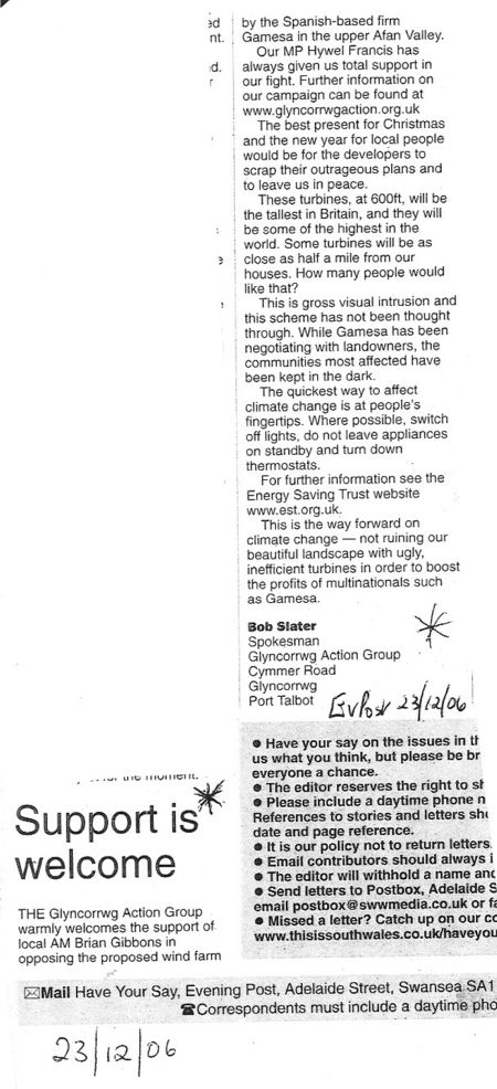 Evening Post Letter